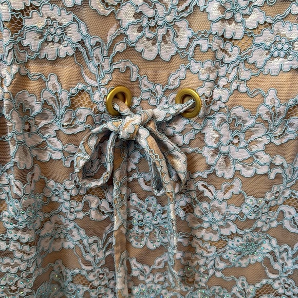 Diane Von Furstenberg Amal Lilac Lace Crystal Detail Drop Waist Dress Size P - Picture 9 of 14